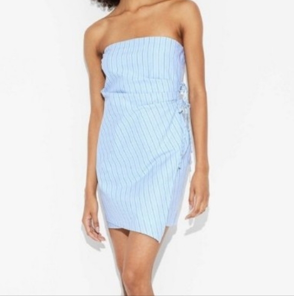 wild fable Dresses & Skirts - Wild Fable Light Blue Striped Strapless Dress NWOT